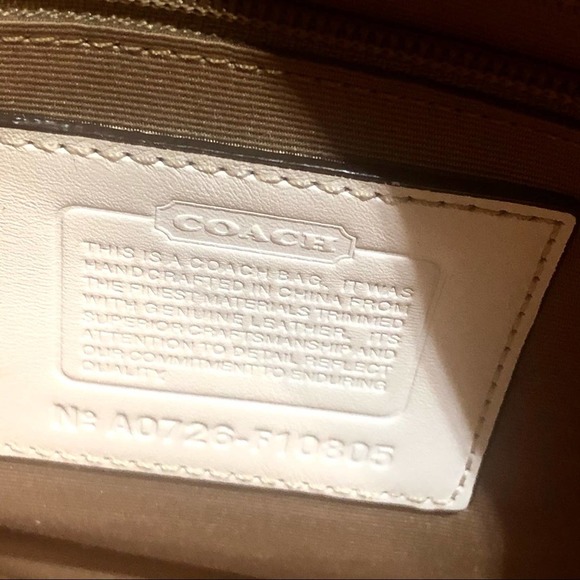 Coach Signature Print Cream Yellow Textile Tote. - Picture 8 of 10